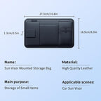Car Visor Organizer, Premium Leather Sunglasses & Card Holder for Cars, Registration/Insurance Slot, Credit Card Pockets, Organizer for Car Sun Visor (Black Leather)
