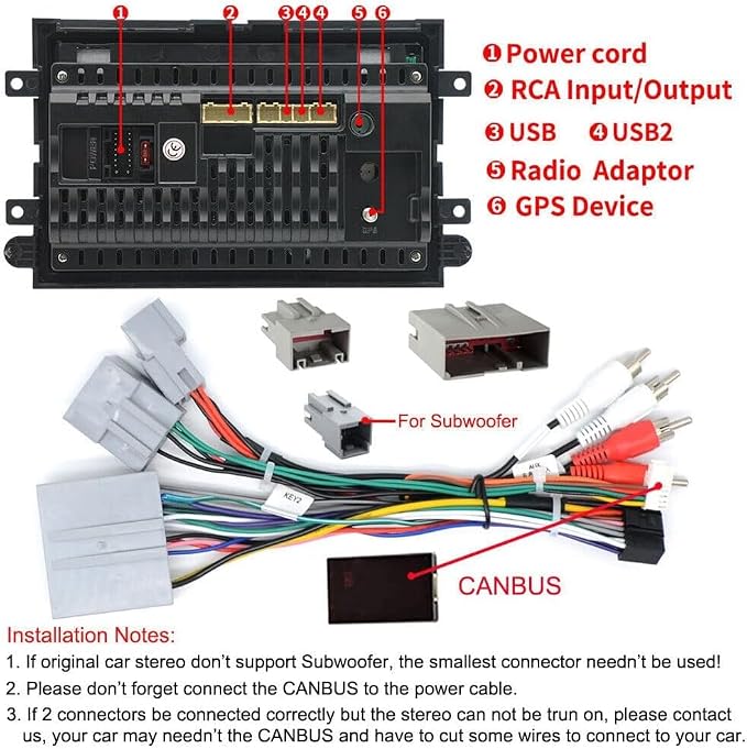 7" Android 14 Car Stereo Radio for Ford Mustang 2005 2006 2007 2008 2009 with Carplay Android Auto,Touch Screen Car Radio with GPS Navigation Bluetooth WiFi FM RDS SWC AHD Backup Camera, 2+32G