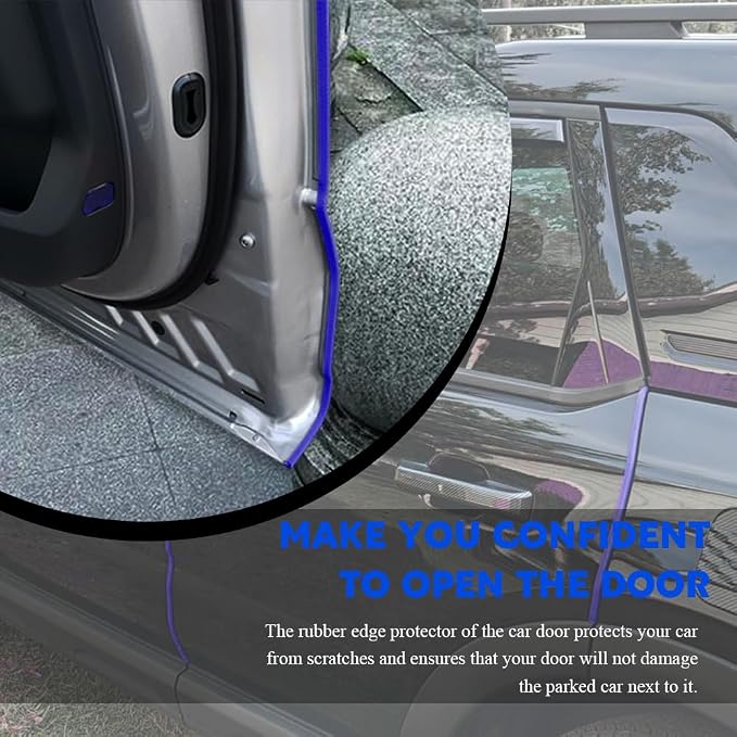 16.4Ft(5M) Car Door Edge Guards, Car Door Protector, U Shape Edge Trim Rubber Anti-Collision Seal Protector, No Glue Required Auto Entry Guard Seal Strips Fit for Trucks SUVs Sedans (Blue)