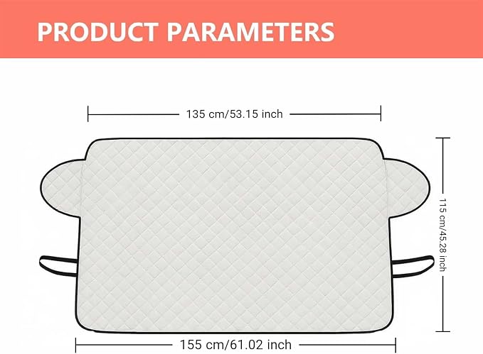 Exterior Car Sun Shade for Windshield & Mirrors, Reflective Multi-Layer Windshield Cover, Blocks Sun Snow Ice Frost, All Season Protection, Anti-Theft Door Flap, Fits SUV Sedan Truck (61"x45")