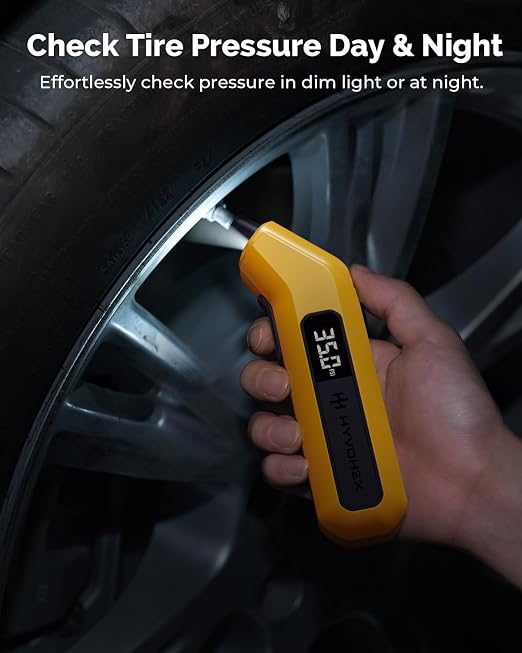 Tire Pressure Gauge Digital 200 PSI, Tire Gauges for Tire Pressure with AAA Batteries, Visual LED Display Tire Gauge with Backlight, Digital Tire Gauge for Car Truck Motorcycle Bicycle (Grey)