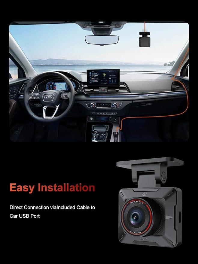 P1 Mini Dash Cam – Super Compact Front Dash Camera for Cars, 1080P Full HD, Easy App Control, Clear Night Vision, Loop Recording & 24H Parking Mode, G-Sensor, No Card Included