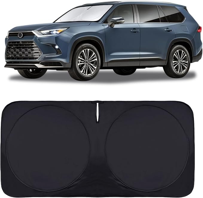 for Highlander Car Windshield Cover Windshield Sun Shade for Toyota Highlander 2020-2025 L LE XLE Limited Platinum Foldable Sunshade Front Window Custom Fit Vehicle Sun Protector