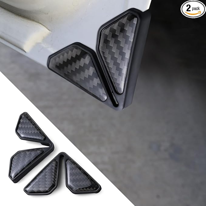 2PCS Car Door Corner Guards, Carbon Fiber Auto Front Door Edge Guards for Door Corner, Anti-Collision Car Door Corner Protector Sticker, Universal Car Accessories Decoration (Black)