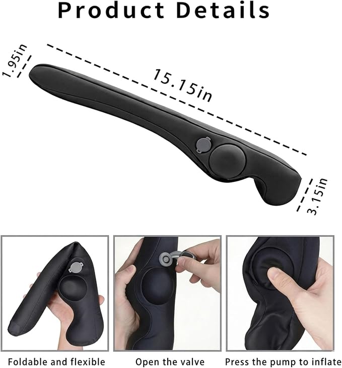 Inflatable Car Seat Gap Filler Strip - 2Pcs Leather Foldable Seat Gap Plug Blocker,Stop Dropping Items,Soft Interior Accessories for All Cars (Black)
