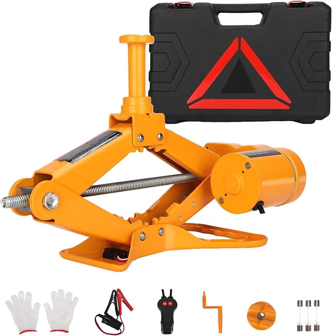 Electric Scissor Car Jack Kit 2 Ton 12V Portable Auto Car Lift with 14.6 Inch Range for SUV Sedan Floor Jack for Tire Change Roadside Emergency