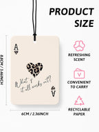 Black Leopard Print Car Air Freshener 4 Pcs, Trendy Cheetah Lucky 8 Ball Ace Card Lips Hanging Air Freshener for Cars Closet Drawer Books, Leopard Car Accessories Mirror Decor for Women