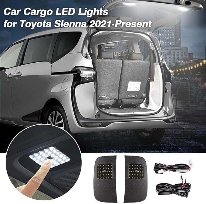 LED Lights for Toyota Sienna 2021-2025 2026, Cargo Lamps Decorative Atmosphere Lamp for Toyota Sienna Accessories Trunk Ceiling Lighting 2 PCS