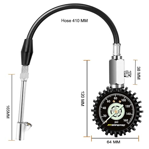 Tire Pressure Gauge 160PSI, Dual Head Air Pressure Gauge for Truck, Semi Truck, ATV, RV & Motorhome with Dually Tires, Heavy Duty Tire Pressure Gauge…