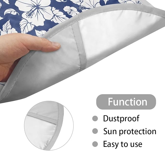 Blue Hibiscus Flowers Steering Wheel Cover Sun Shade Universal 17 inch Insulation Steering Wheel Cover for Cars SUV Trucks Cute Car Steering Wheel Accessories for Women