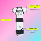 Safety Hammer - Emergency Automotive Escape Tool with Window Breaker, Seat Belt Cutter & Adjustable Car Visor Strap - Tempered Glass Breaker - Steel Blade - White (1 Count)
