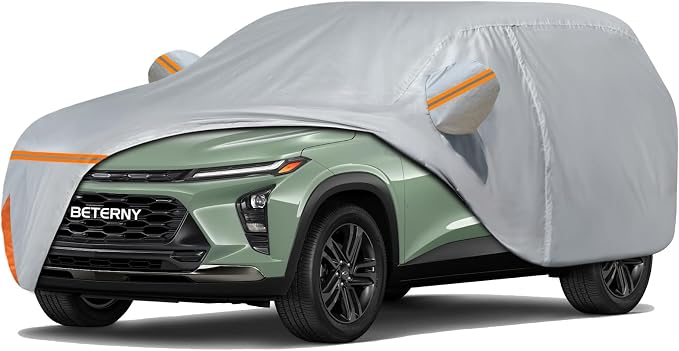 Car Cover for 2023-2026 Chevy Trax LS/1RS/LT/2RS/ACTIV, Waterproof Custom-fit All Weather Sun Rain UV Dust Snow Protection Outdoor Car Cover with Door Zipper and Cotton Lining-Grey