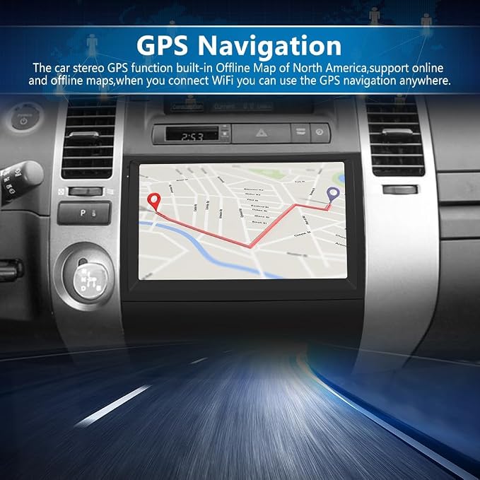 4Core Car Radio Stereo for Toyota Prius 2003-2009 Android 13 Built in Carplay/Android Auto with WiFi GPS Navigation FM Bluetooth