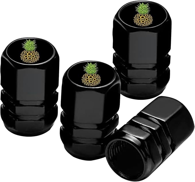 4Pack Pineapple Car Tire Valve Stem Caps Aluminum Valve Stem Covers Air Cap | Corrosion Resistant Car Valve Cap for Auto SUV Bike Motorcycle Valve Decor Pineapple Car Accessories Gifts