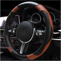 Car Steering Wheel Cover, 15 Inch Leather Breathable Auto Steering Wheel Protector, Comfortable Non-Slip Vehicle Steering Wheel Covers, Universal Car Accessories (Coffee, with Lining)