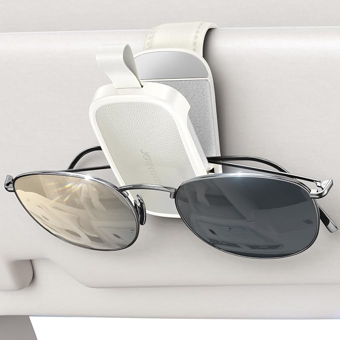 Sunglass Holder for Car Magnetic Visor Sunglasses Holder Clip (White)