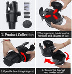 Cup Holder Expander for Car, 2-in-1 Multifunction Cup Holder with Lock Fit for Yeti, Stanley 32-40oz Large Bottles, 360° Rotating Car Cup Holder Insert with Adjustable Base, Car Accessories (Plus)
