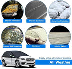 Universal SUV Half Car Cover Waterproof All Weather, Hail Protector Car Body Covers Outdoor Indoor for All Season Windproof Dustproof UV Resistant Snowproof Protect Your Windshield and Roof