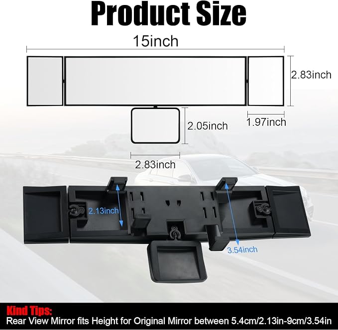 Interior Rearview Mirror, Baby Mirror for Rear Facing Infant, Universal Panoramic Rear View Accessories, Wide Angle Reduce Blind Spot Effectively for Car