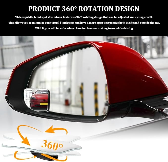 2PCS Blind Spot Convex Car Mirror, Side Mirror Blindspot, Rear View Mirrors with Wide Angle Adjustable Stick, Universal Car Blindspot Mirrors Exterior Accessories for Cars (Fan shaped, 2PCS)