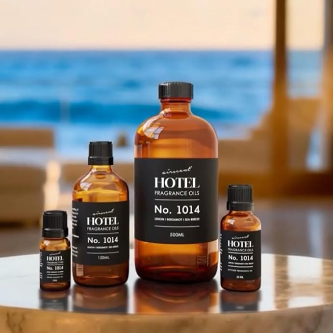 Hotel Diffuser Oil No. 1014 - Iconic 5-Star Hotel Blend - 10 mL | Lemon Bergamot Sea Breeze - Coastal Hotel Scent - Fragrance Oil for Ultrasonic and Waterless Diffusers and Crafting