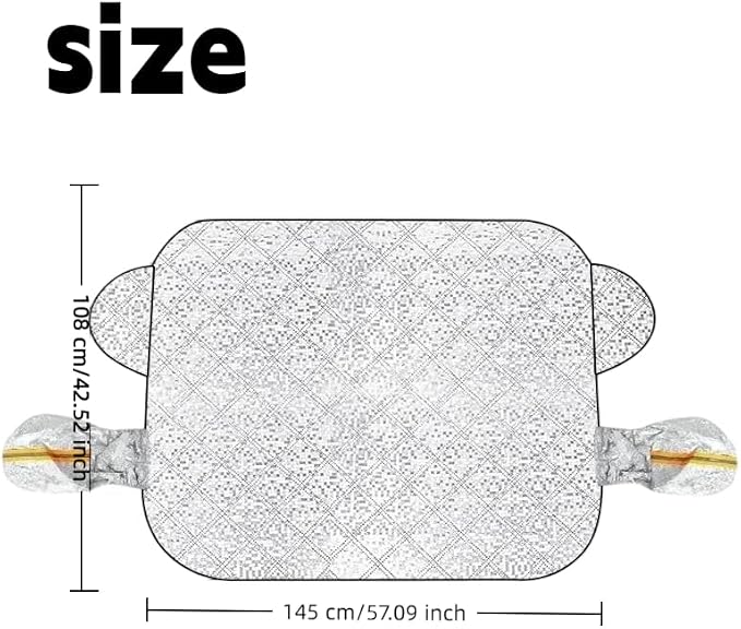 Exterior Car Sun Shade for Windshield & Mirrors, Multi-Layer Reflective Heat Shield, Blocks Sun & Snow, Keeps Interior Cooler, Anti-Theft Door Flap, All Season for SUV Sedan Truck（57"x42"）