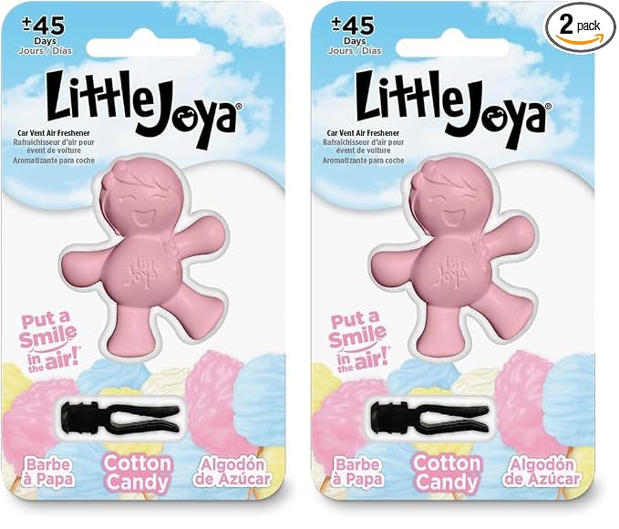 Little Joya 96017 Cotton Candy Car Air Freshener Vent Clip Provides Long-Lasting Freshness in a Compact Design, Fights Odors for up to 45 Days, Cute Car Odor Eliminator, Non-Toxic, Pack of 2