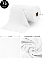 Microfiber Cleaning Cloth Roll- 75 Sheets, 12" x 12" (White) | Super Absorbent, Lint-free, Tear-away Microfiber Towel Roll, for All-Purpose Cleaning, Reusable Alternative to Paper Towels
