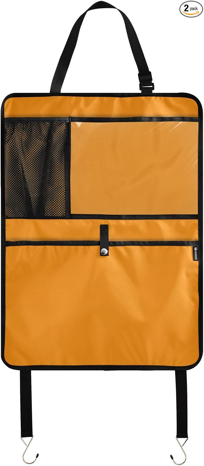 Tangerine Seat Back Protector Car Front Seat Back Kick Mats, 2 Pack Back Seat Protector for Kids Feet