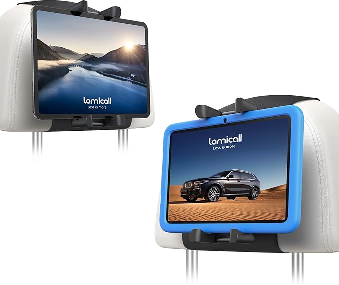 2 Pack Tablet Holder for Car Headrest - [Thick Case Friendly] Car Tablet Mount for Backseat, Road Trip Essentials for Kids, for iPad Pro, Air, Mini, Galaxy, Fire HD, 6.1-13" Tablets