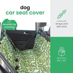 3-in-1 Back Seat Cover for Dogs, 100% Cotton Canvas Back Seat Hammock with Headrest Straps, Belt Slots, & Anchors, Non-Skid Cargo Area Cover, Machine Washable, No Harmful Chemicals, 56"x56"