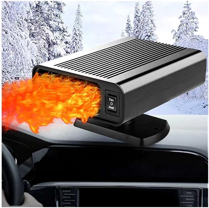 12V Dual-Mode Car Heater & Defogger, 150W Rapid Windshield Defroster & Cooler, Hot/Cold Air Fan for Windshield Ice Frost Removal