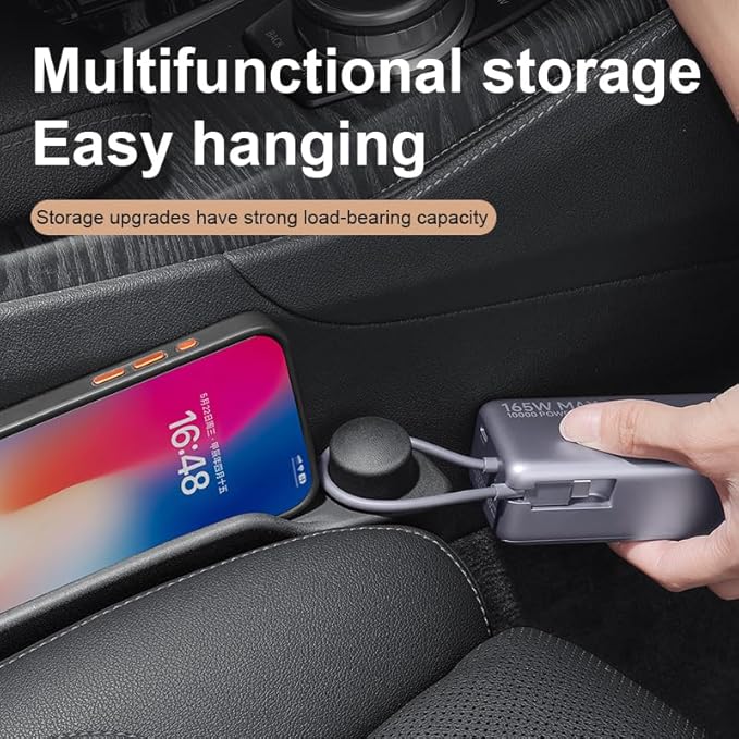 Car Seat Gap Filler 2 Pack with 180° Flip Design - Premium TPE Seat Console Organizer with Storage Box - Universal Fit for Car SUV Truck - Anti-Drop Crevice Blocker (Black)