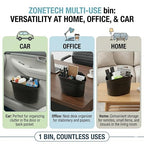 Portable Hanging Mini Car Garbage Can – Classic Black Trash Container - Premium Quality Automotive Universal Compact Traveling Wastebasket for Vehicle,Office, Home (1-Pack)
