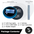 2PCS LED Car Cup Holder Lights, Light up Car Coasters for Cup Holders 7 Color-Changing Light Up Cup Holder Insert Coasters, Waterproof Car Accessories for Teens, Car Gifts for Men & Women