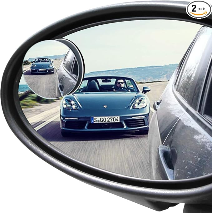 Blind Spot Mirror, 2 inch Rearview Convex Side Mirrors for Cars SUV Truck Van Stick on 3M Adhesive, Rear View HD Glass Frameless Sway Rotate adjustable Wide Angle 2PCS (Round)