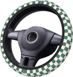 Dark Green Steering Wheel Cover for Women, Universal Auto Steering Wheel 14-15 Inch Car Interior Accessories with 2PCS Car Coasters, Suitable for Men and Women