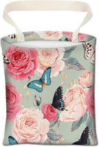 Car Trash Can, Cute Car Trash Bag, Hanging Car Organizer and Storage Bag, Trash Bin for Car Accessories, Vehicle, Travelling, Camping Cute Flower and Butterfly