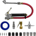 10-120 PSI Tire Pressure Gauge with Inflator 12" Air Hose, Heavy Duty Dual Head Air Chuck with 4 Way Tool and Valve Cores, Tire Inflator Car Accessories for Truck SUV Motorcycle