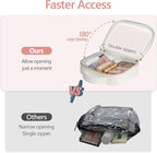 Clear Makeup Bag - TSA Approved Toiletry Bag for Carry-on & Checked Luggage, Water Resistant Car Storage Organizer with Reinforced Seams