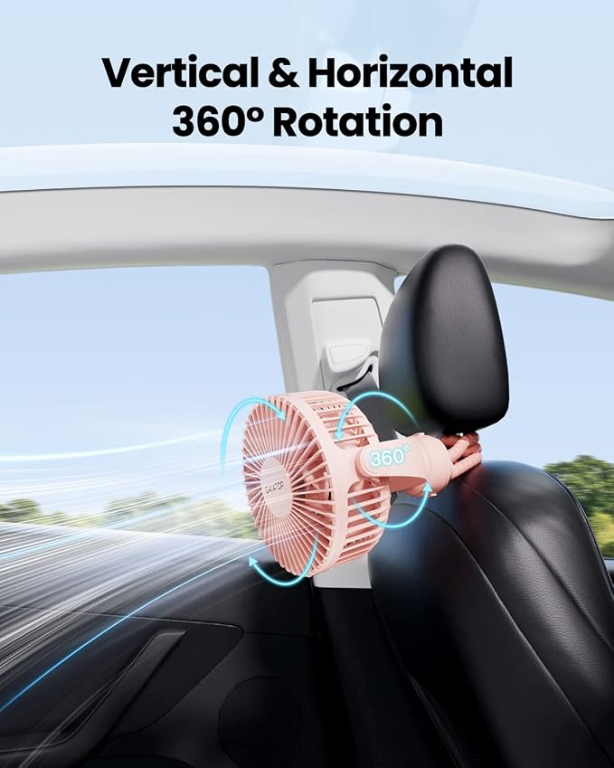 Mini Portable Stroller Fan, Battery Operated Small Clip on Fan, Detachable 3 Speed Rechargeable 360° Rotate Flexible Tripod Handheld Desk Cooling Fan for Car Seat Crib Treadmill Travel Pink