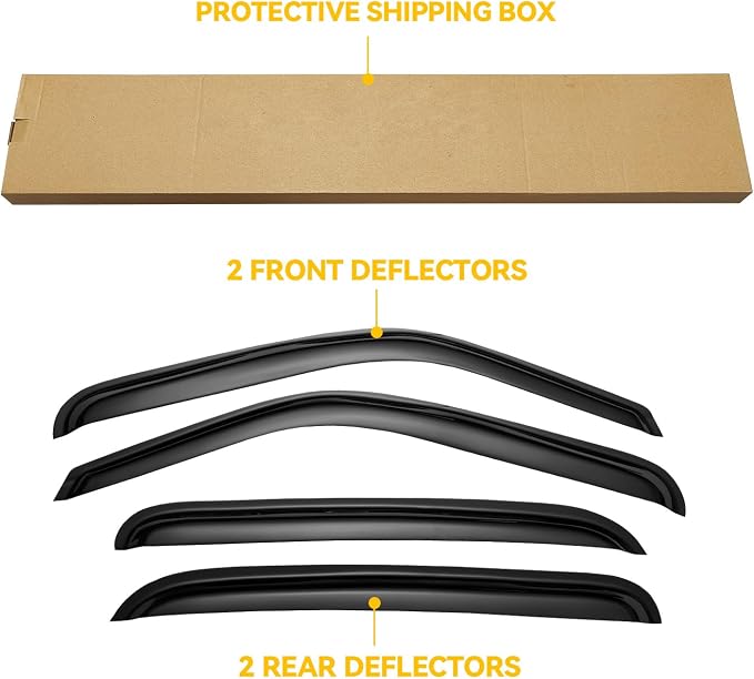 Window Visors for 01-07 Chevy Silverado/GMC Sierra, Rain Guards Vent Deflector Shade Smoke for 00-06 Chevy Suburban/GMC Yukon XL, 02-06 Cadillac Escalade/Chevy Avalanche for Crew Cab, 4PCS