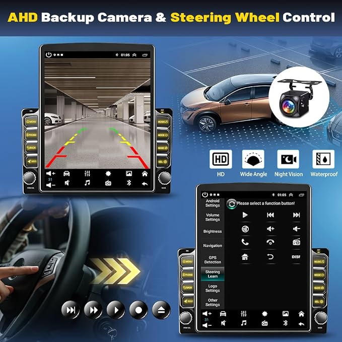9.7 Inch Android 14 Car Radio Stereo for Ford Mustang 2005 2006 2008 2009 | Double Din Touchscreen for Mustang Radio Head Unit w/Wireless CarPlay Android Auto Bluetooth GPS 5G WiFi FM SWC Camera, 2+32G