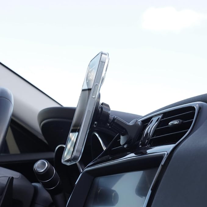 iTap 3 Magnetic Air Vent Car Mount Phone Holder with Magnetic Ring Adapter. Compatible with iPhone, Samsung Galaxy, Google Pixel, Huawei, LG, and All Qi Compatible Smartphones