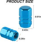 Aluminum Tire Stem Valve Caps Wheel Valve Covers Car Dustproof Tire Cap Cover Accessories, Universal for SUV, Car, Bike and Motorcycle，Hexagon Shape (4PCS Light Blue)