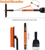 3 in 1 Silicone Snow Brush with Ice Scrapers, 39.37" Extendable Window Ice Removal with Squeegee for Windshield, 360° Pivoting Brush Head Cleaner Tool for Car, Truck, SUV
