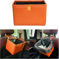Car Trash Can, Leather Foldable Large Capacity Vehicle Hanging Garbage Bin Organizer, Waterproof Auto Interior Storage Bag Container Accessories, Universal for SUV Sedan Truck (Orange)
