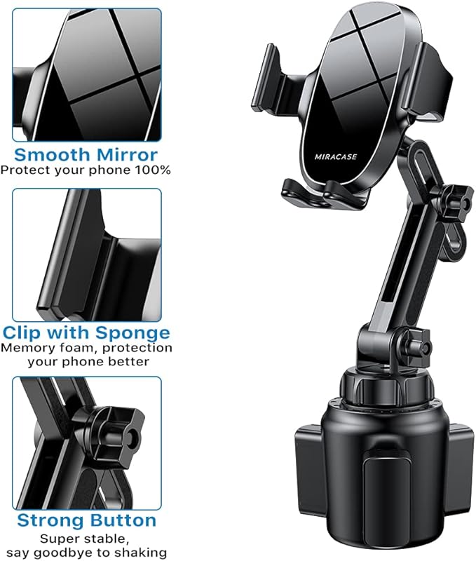 Cup Phone Holder for Car, [Upgraded Version] Adjustable Long Neck Car Cup Holder Phone Mount Cradle Friendly Compatible with iPhone Samsung Google and All Smartphones, Red