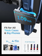Universal Phone Holders for Your Car, [Never Fall Off] Car Vent Cell Phone Mount [Big Phone Friendly] Gifts Accessories for Women Men fit iPhone 17 16 15 14 13 12 All Smartphones, Black | Wider Clamp & Metal Hook Air Vent Phone Mount for Car Hold...
