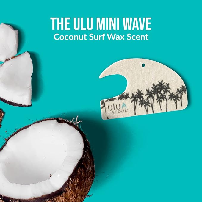 Hanging Car Air Freshener | Tropical Beach Coconut Surf Wax Scent Mini Wave | Long Lasting Car Freshener, Closet and Beyond | Made In USA | 3 Pack (Black Palms)